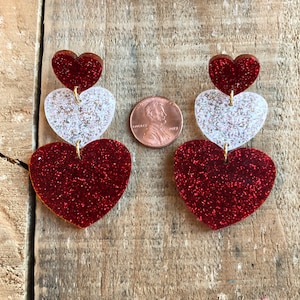 Wholesale laser cut acrylic heart earring components Valentine's Day, Choose Color and Quantities