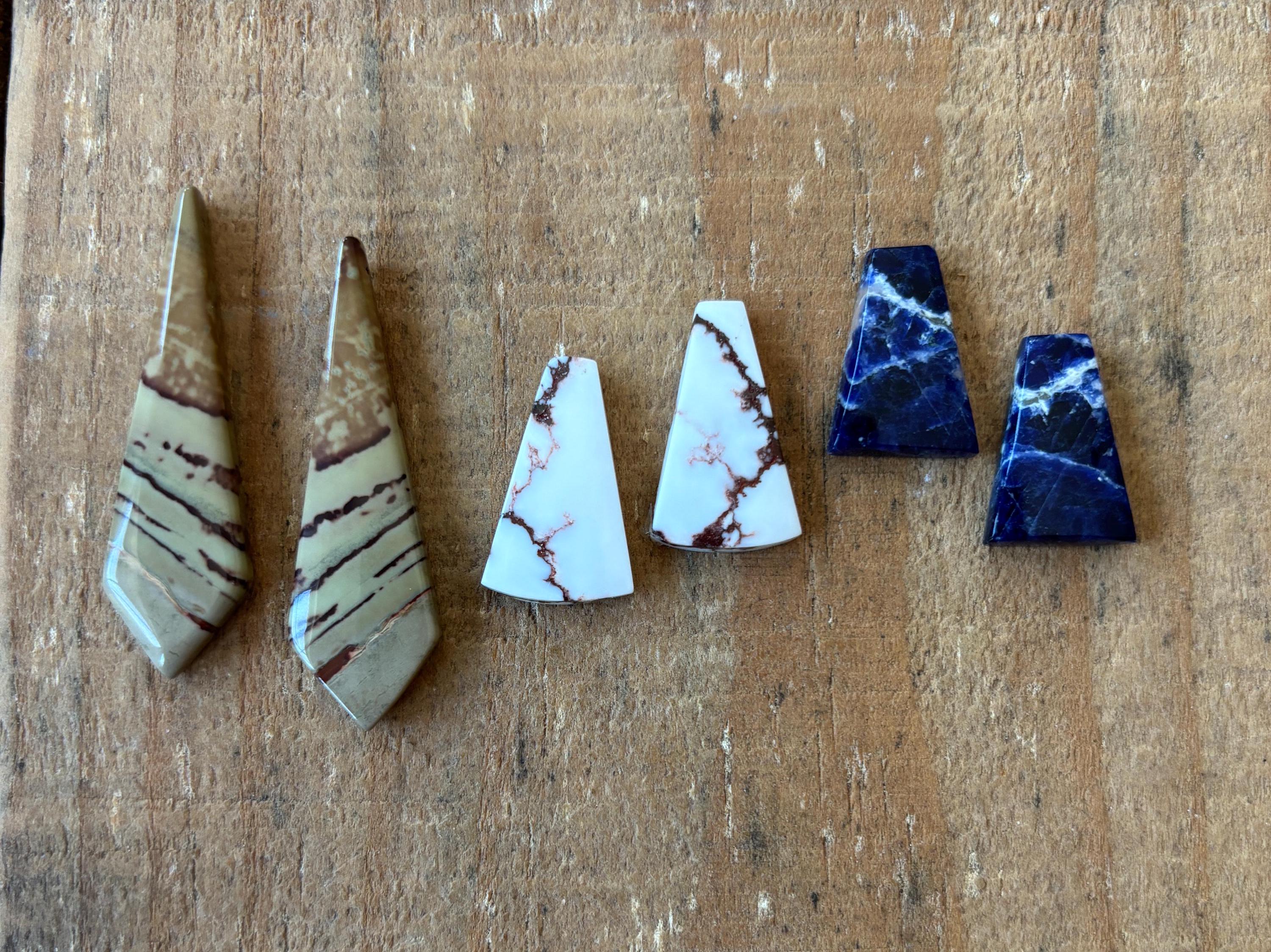 Matching pair, 3 options, Side Drilled, Semi-Precious Gemstones For Jewelry Making, Wild Horse Jasper, White Jasper, Sodalite, 1 pair