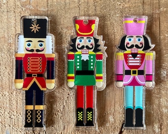 Custom Printed and Laser Cut Nutcrackers Necklace Earrings or Bracelet various sizes and color options