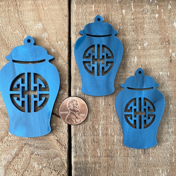 Custom laser cut out Ginger Jar earrings 2" Necklace 2" or 2.5" Asian Influenced Earring Chinese Ginger Jar