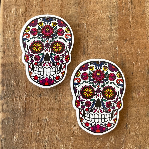 Printed and laser cut Sugar Skull, Day of the Dead jewelry, Earring necklace bracelet pendant, 1 piece 1 pair