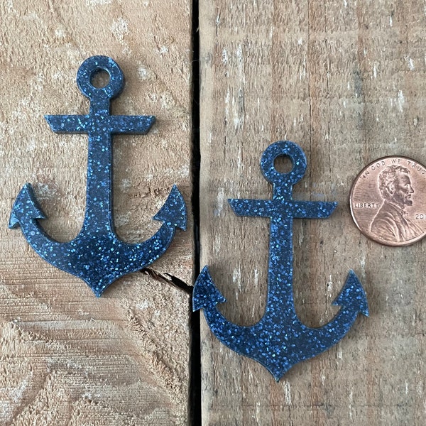 Custom laser cut acrylic Anchor Boat Anchor Beach Seashore necklace earring 1 piece or pair