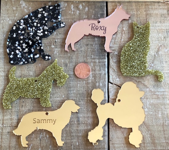 Custom laser Cut Pet ornaments, Dog or Cat, over 250 varieties, various sizes, 1 piece