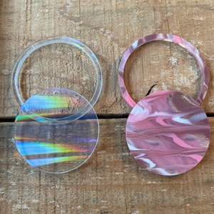 Custom laser cut acrylic 2" Hoop Earring Circle Disk Earrings, 2 Pairs Earrings
