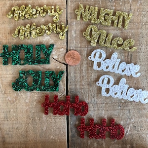 Custom laser cut script word, earrings Christmas Holiday, Believe, HoHo, Holly Jolly, Merry, Naughty, Nice,1 pair or 1 piece