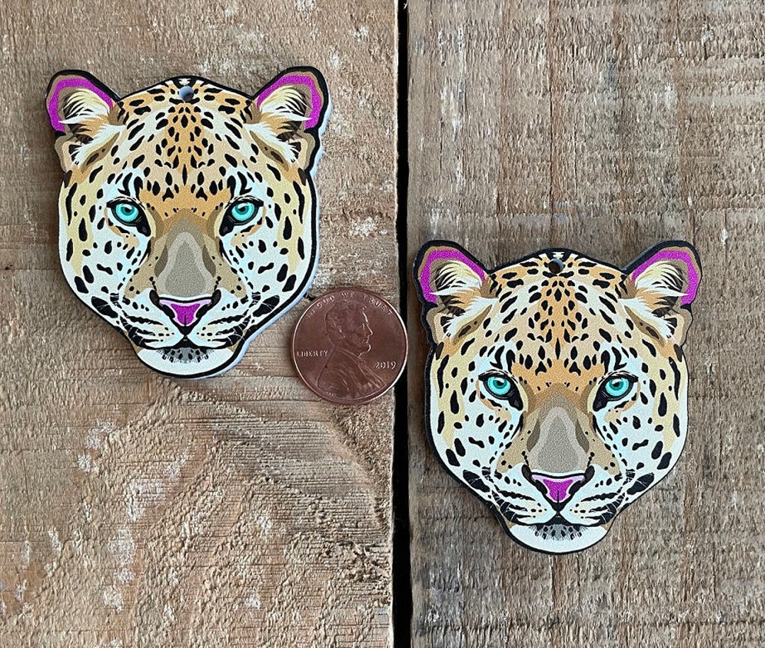 Custom Printed Laser Cut Leopard Face Cheetah Face Animal Face Necklace