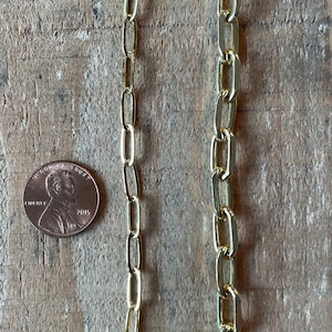 Bulk 14K Gold Plated Paperclip chain 5mm x 12mm or 7mm x 14mm wholesale chain, by the foot, jewelry chain, 12 inches