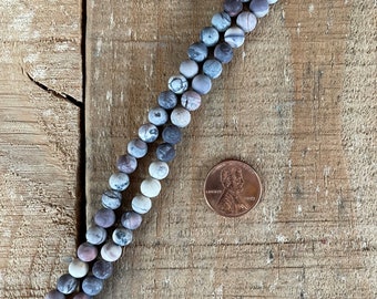 Natural Matte Porcelain Jasper 6mm Round Beads, 8" strand, 1 strand