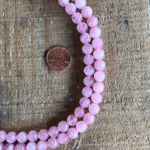 Natural Madagascar Polished Pink Rose Quartz Crystal Round Beads, 8mm, 15 inch strand
