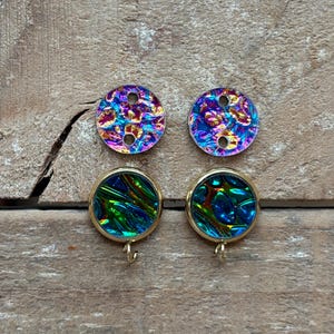 Laser Cut NEW Dichrolam Acrylic Colorful 12mm Circle Stud Toppers with or without Bezel settings for earring toppers, 1 color
