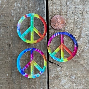 Custom laser cut out Peace Sign, primary color, tie-dye, necklace, bracelet, earring, multiple colors, 1 piece