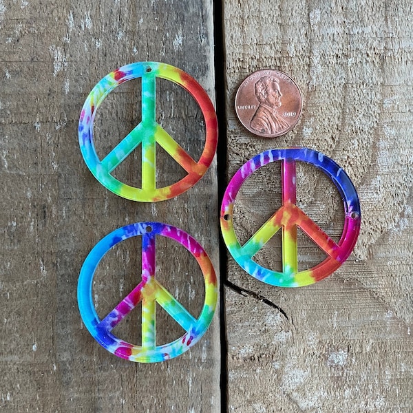 Custom laser cut out Peace Sign, primary color, tie-dye, necklace, bracelet, earring, multiple colors, 1 piece