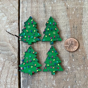 Laser Cut Printed Green Mirror Acrylic Christmas Tree, Tree with Lights for necklace, earrings, bracelet 1 piece or 1 pair, multiple designs