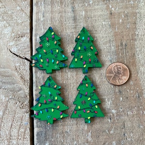 Laser Cut Printed Green Mirror Acrylic Christmas Tree, Tree with Lights for necklace, earrings, bracelet 1 piece or 1 pair, multiple designs