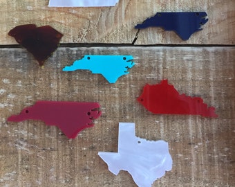 State Cut Out Acrylic Pendants, Necklace, Bracelet, State Earring, Earring Stud components wholesale states, All 50 states available