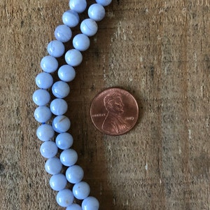 Natural Blue Chalcedony 6mm Gemstone Round Beads For Jewelry Making 15&quot; strand