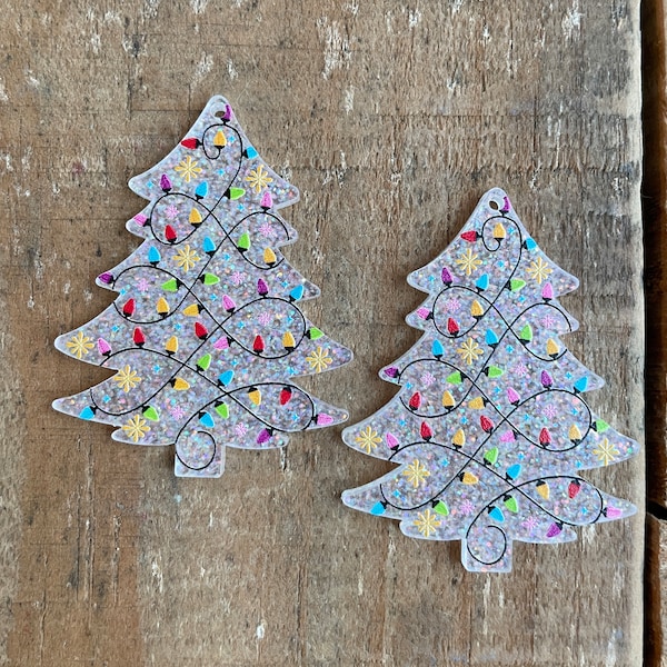 Laser Cut Printed Acrylic Christmas Tree, Tree with Lights for necklace, earrings, bracelet 1 piece or 1 pair