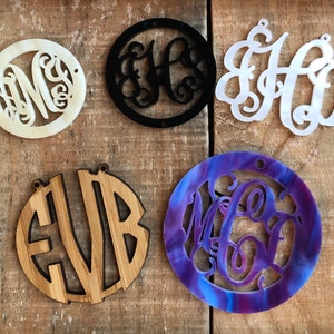 3" SIZE Custom Laser cut Acrylic Monogram pendants, various sizes, shapes, necklaces, UP TO 3", 1 piece, over 100 colors