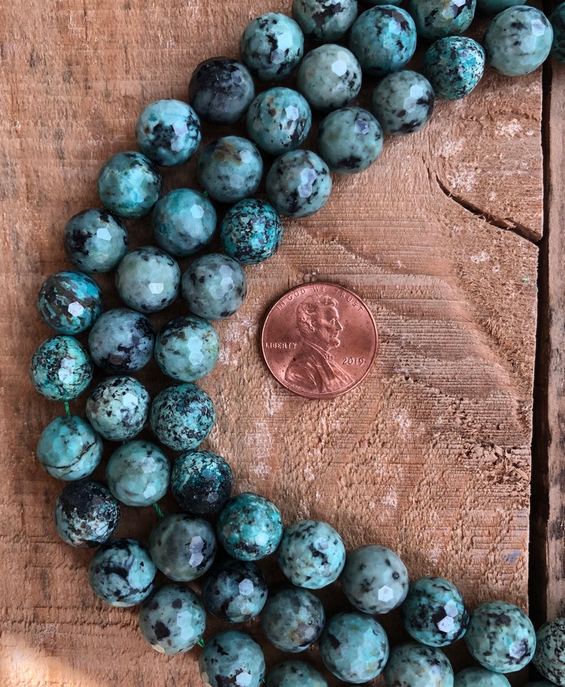 15 inch strand African Turquoise Faceted 10mm round bead
