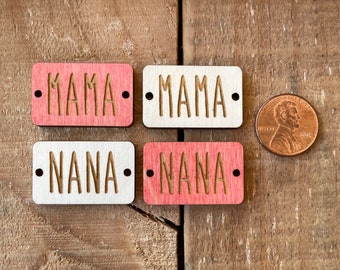 Wholesale Mother's Day laser etched MAMA, NANA rectangle bracelet pendant, 30mm x 19mm, various quantities