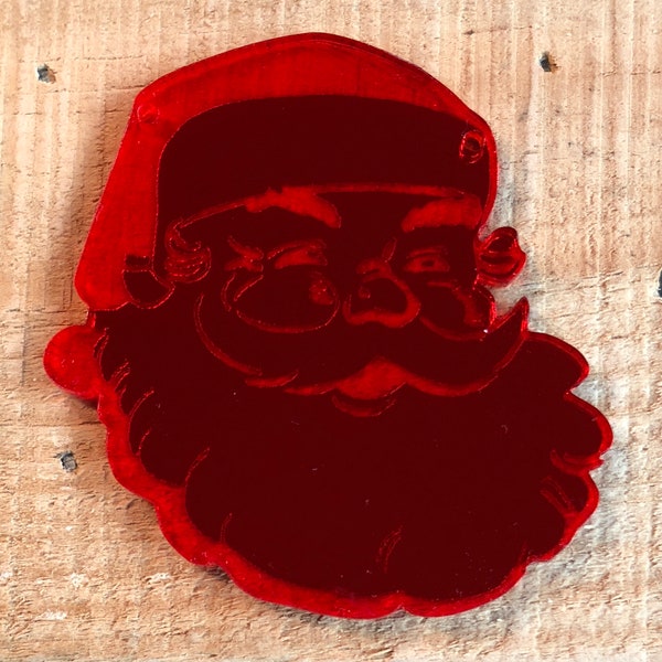 Custom laser cut and etched mirror acrylic Old Fashioned Santa pendant or ornament for bracelet, necklace, earrings various sizes, 1 piece