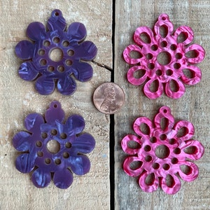 Pendientes de flores divertidos cortados con láser personalizados, 2 pulgadas, 2 diseños, sin ensamblar, 1 par