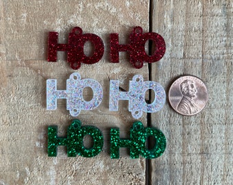 Laser cut Christmas HO HO HO 1" wide 3 piece word cut outs, Holiday Earring components 1 pair