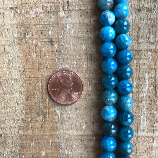 Apatite Polished Round 8mm Beads, 8 inch strand
