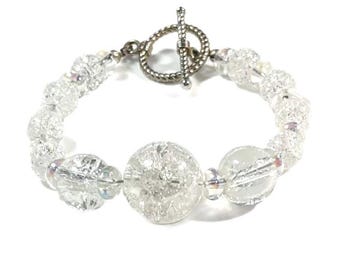 Crystal Bracelet, Toggle Clasp, Shiny, Sparkly, Elegant, Stunning, Statement, Holiday Jewelry, Handcrafted, One of a Kind