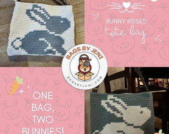 Blue Bunny Crochet Tote Bag, Easter Crochet Purse, Handmade Crossbody Rabbit Totebag Bunnies