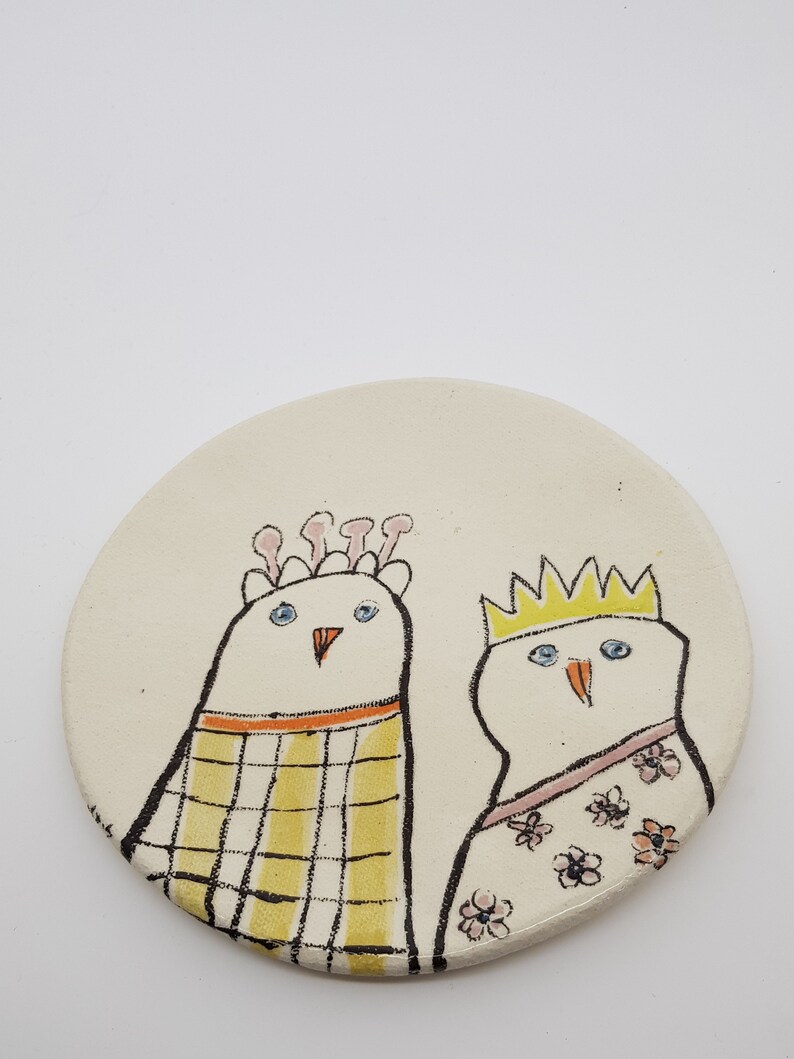 Whimsical Chicken Hen Ceramic Plate Shabby Chic Wall Decor Etsy