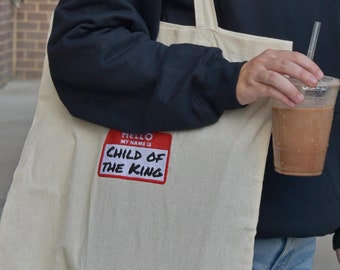 Christian Tote Bag, Embroidered Canvas Bag, Child of the King, Bible Study Bag, Gift for Her