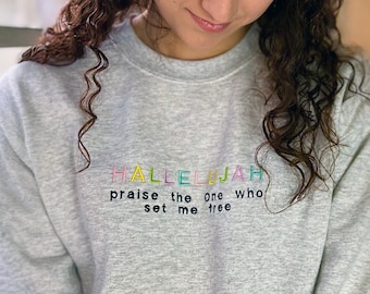 Hallelujah Sweatshirt | Living Hope Christian crewneck sweatshirt, embroidered Christian sweatshirt, Bible Verse shirt
