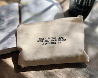 Mon sac d'étude de la Bible, sac pochette en toile, étui à crayons chrétien, pochette pour journal biblique, cadeaux de versets bibliques, esthétique femme chrétienne