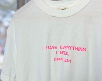 Psalm 23 Embroidered T-Shirt: Christian Scripture Crewneck