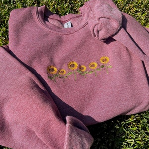 Sunflower Embroidered Crewneck | wildflowers crewneck, floral sweatshirt, sunflowers embroidered sweatshirt, floral embroidered sweatshirt