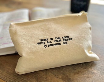 My Bible Study Bag Canvas Zipper Pouch Bag, Christian Pencil Case, Bible Journaling Pouch, Bible Verse Gifts, Christian Woman aesthetic
