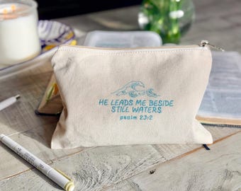 My Bible Study Bag Canvas Zipper Pouch Bag, Christian Pencil Case, Bible Journaling Pouch, Bible Verse Gifts, Christian Woman aesthetic
