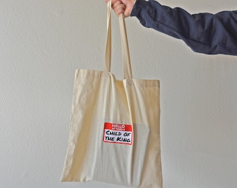 Child of the King Embroidered Canvas Tote Bag, Christian Bible Study Bag