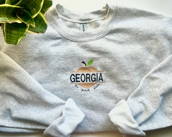 Georgia Peach Embroidery Crewneck Sweatshirt