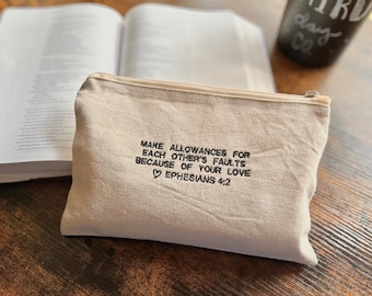 Mon sac d'étude de la Bible, sac pochette en toile, étui à crayons chrétien, pochette pour journal biblique, cadeaux de versets bibliques, esthétique femme chrétienne