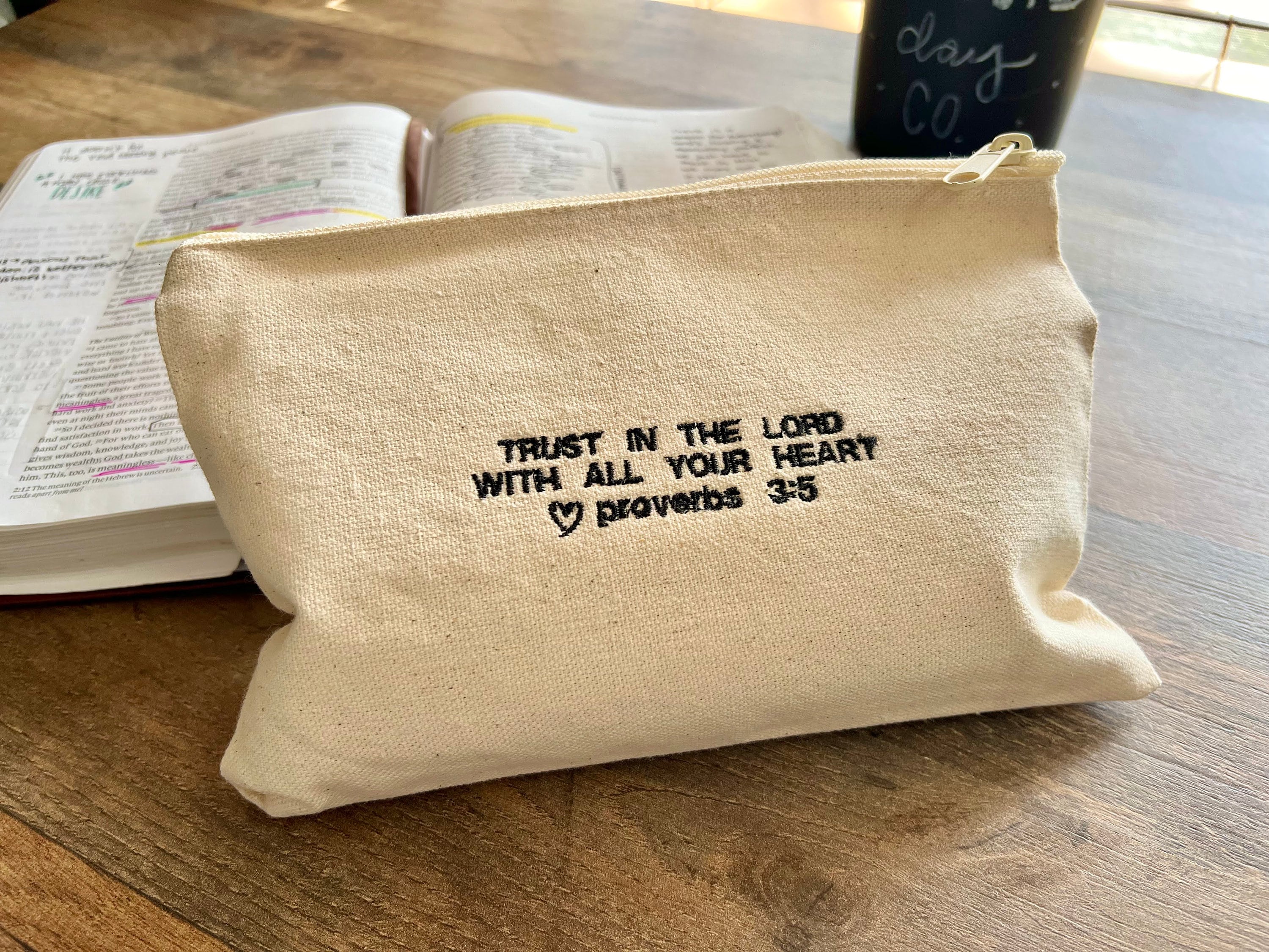 My Bible Study Bag Canvas Zipper Pouch Bag, Christian Pencil Case, Bible Journaling Pouch, Bible Verse Gifts, Christian Woman aesthetic