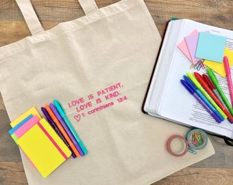 Borsa tote cristiana, borsa con versetto biblico, regalo cristiano per donna, regalo cristiano, borsa tote con Gesù, borsa tote religiosa, borsa tote con la fede, regalo per lei