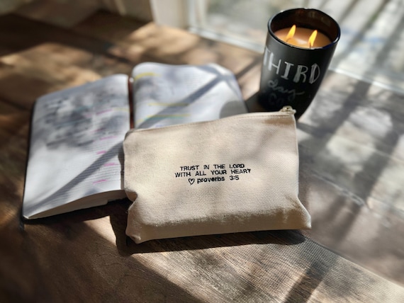 My Bible Study Bag Canvas Zipper Pouch Bag, Christian Pencil Case, Bible Journaling Pouch, Bible Verse Gifts, Christian Woman aesthetic