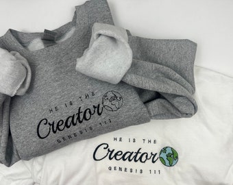 Christian Crewneck Embroidered Sweatshirt and Comfort Colors Tee | Faith based shirt