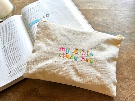 My Bible Study Bag Canvas Zipper Pouch Bag, Christian Pencil Case, Bible Journaling Pouch, Bible Verse Gifts, Christian Woman aesthetic