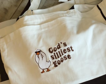Embroidered Canvas Tote Bag – God's Silliest Goose Christian Humor