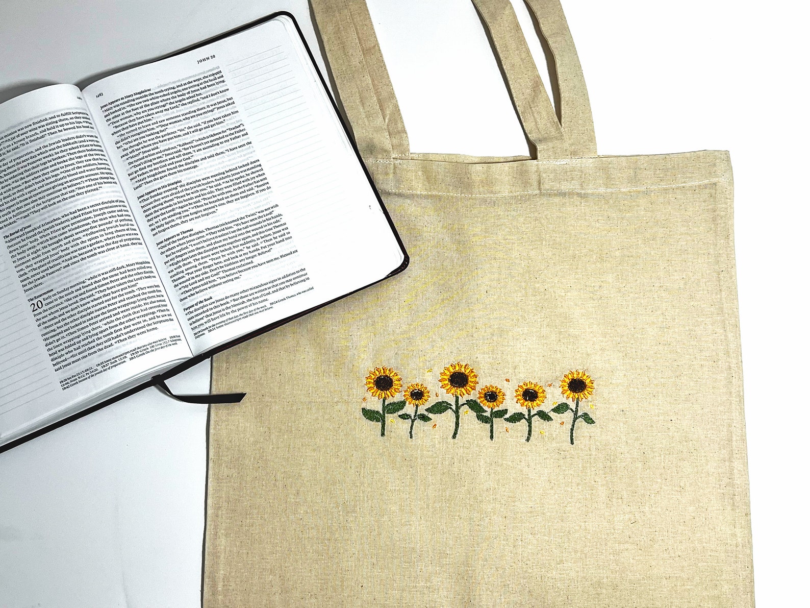 CafePress Sunflower Canvas Tote Bag | Natural Reusable Shopping Bag, Two Size Options