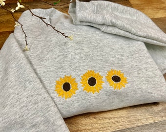 Embroidered Sunflower Sweatshirt | floral crewneck gifts for her