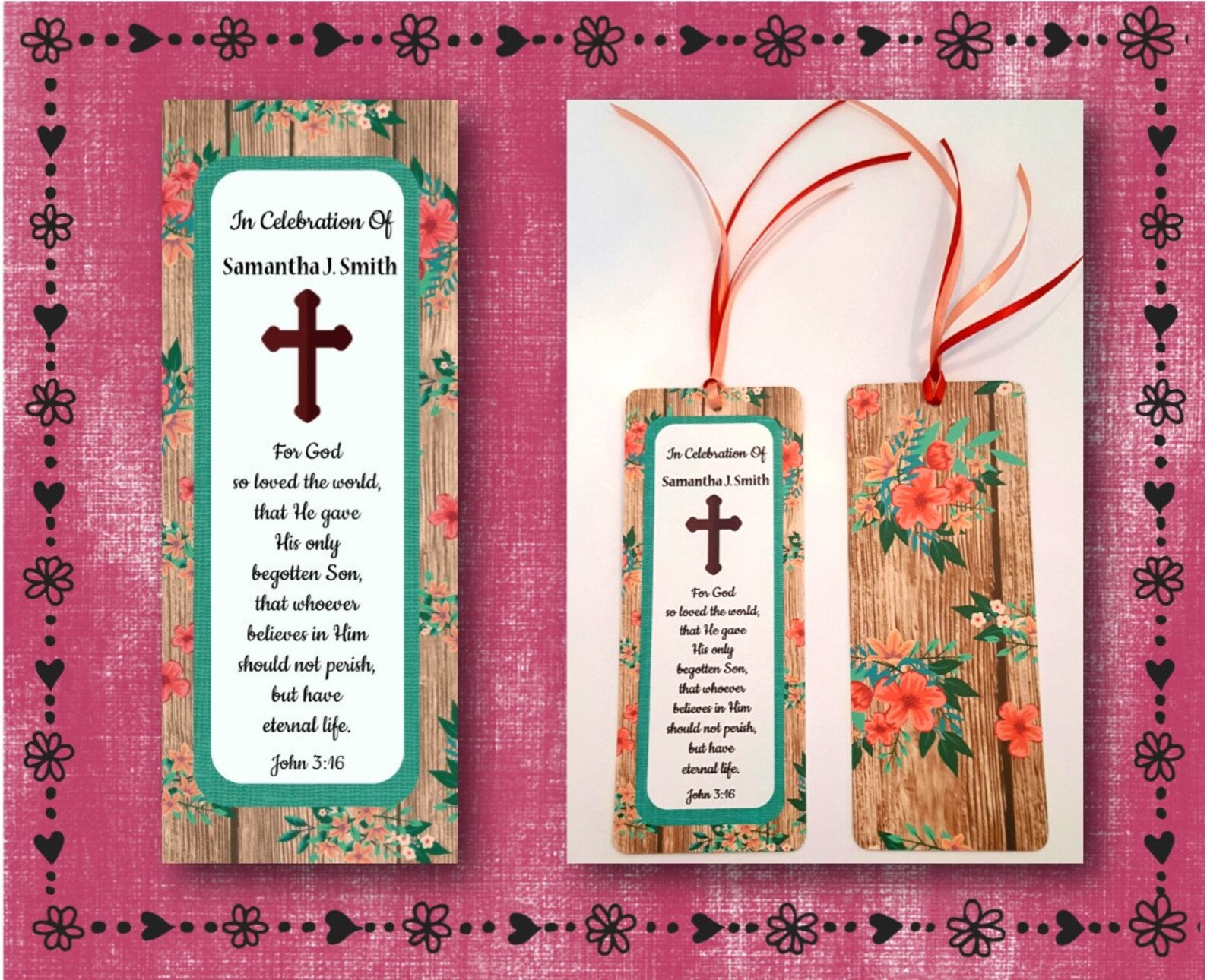 16 Personalized & Printed Bookmarks Memorial Funeral 7 Etsy